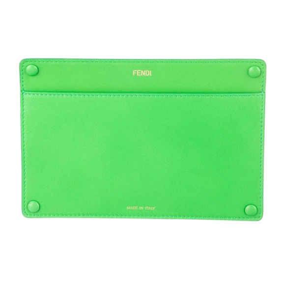 ❌❌SOLD❌❌AUTH Fendi FF Large Green Peekaboo Clutch Pouch 8x7 - Picture 3 of 6